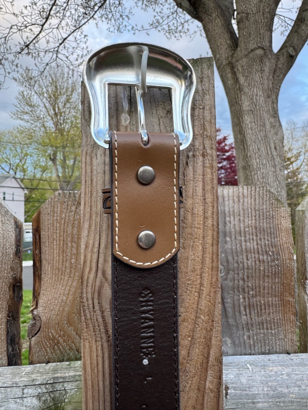 Shyanne Brown Tooled Leather Belt with Turquoise Inlay and Silver Buckle - Picture 5 of 6